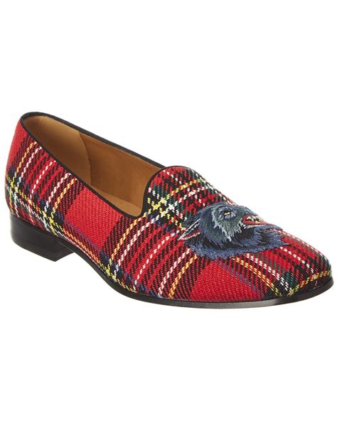 gucci wolf loafers red|Gucci loafers with red stripe.